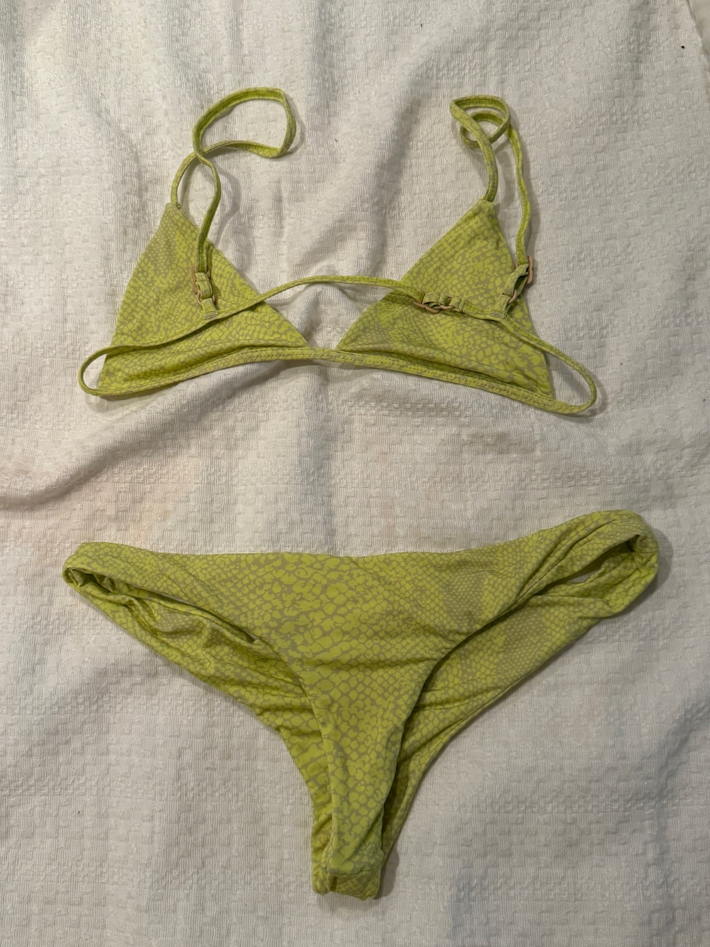 acacia swimwear Lime Green Snake-Print Triangle Bikini